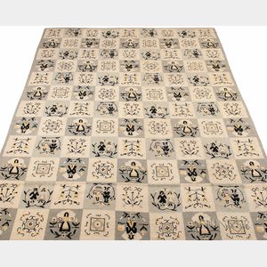 Large Hooked Carpet with Colonial Revival Designs