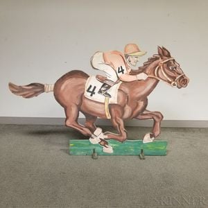 Paint-decorated Plywood Horse and Jockey