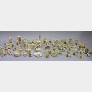 Collection of Approximately Sixty-four Small Goss China Souvenir Table Items.
