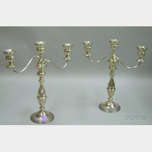 Pair of Kentshire Weighted Sterling Silver Three-light Candelabra