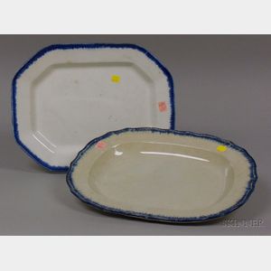 Two Leeds Cobalt Blue Feather-edge Creamware Platters