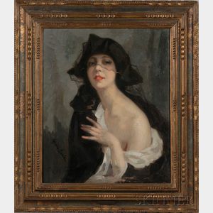 Cyprien-Eugène Boulet (French, 1877-1927) Woman with a Lace Veil
