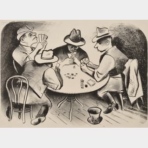William Gropper (American, 1897-1977) Lot of Two Genre Scenes: Poker