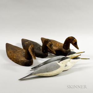 Six Carved Wood Decoys
