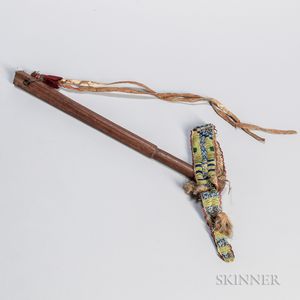 Plains Wood Quirt with Beaded Hide Wrist Strap