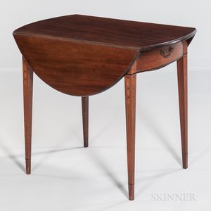 Inlaid Cherry Oval-top Pembroke Table