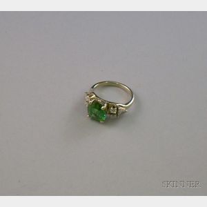 14kt Gold, Green Tourmaline, and Diamond Ring
