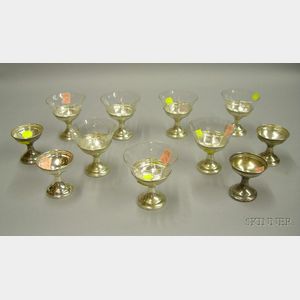 Eleven Sterling Silver Sherbet Cups with Seven Glass Liners.