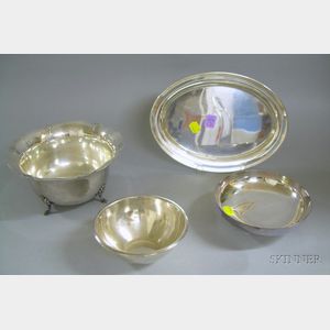 Four Sterling Silver and Silver Plated Serving Pieces