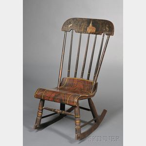 Grain-painted and Stencil Decorated Rocking Chair