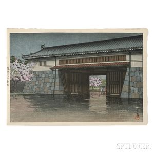 Kawase Hasui (1883-1957),Spring Rain at Sakurada Gate