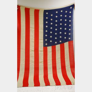 Machine-stitched Pieced and Applique Linen Forty-six Star American Flag