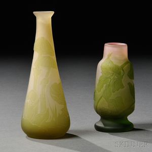Two Small Gallé Cameo Glass Vases