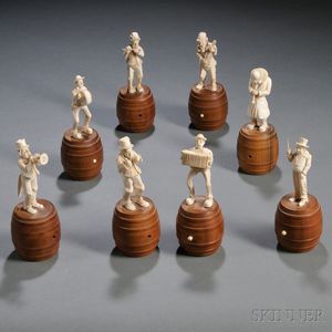 Group of Eight Carved Ivory Musicians