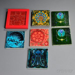 Seven Art Nouveau Tiles