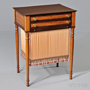 Federal Mahogany and Bird's-eye Maple Inlaid Worktable