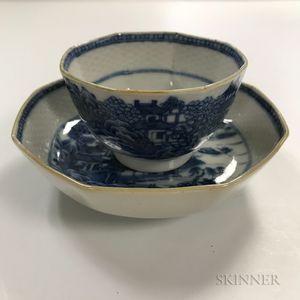 Blue and White Export Cup and Saucer