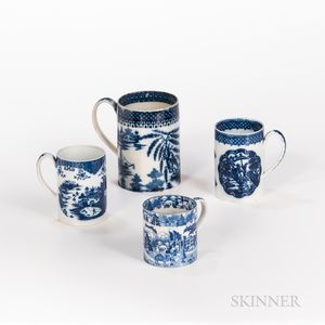 Four Blue Transfer Mugs