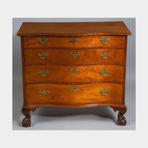 Chippendale Mahogany and Mahogany Veneer Reverse Serpentine Chest of Drawers
