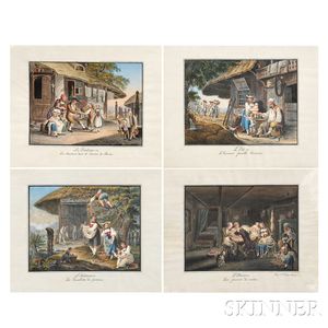 Franz Niklaus König (Swiss, 1765-1832),Four Hand-colored Engravings: Le Printems (Les chanteurs dans le Canton de Berne),LEte (Lheu
