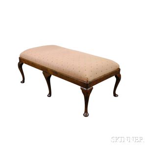 Queen Anne-style Upholstered Walnut Hearth Bench