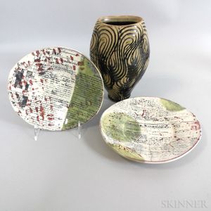 Three Studio Pottery Items Including Todd Wahlstrom and Martina Lantin