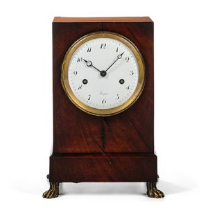 Mahogany-cased Table Clock Signed "Breguet,"