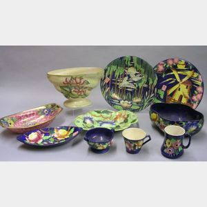 Ten Maling Art Pottery Table Items.