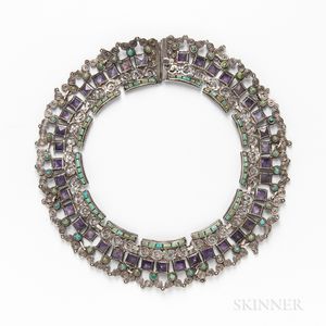 Patino Sterling Silver, Amethyst, and Turquoise Collar