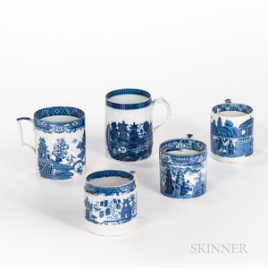 Five Blue Transfer Mugs