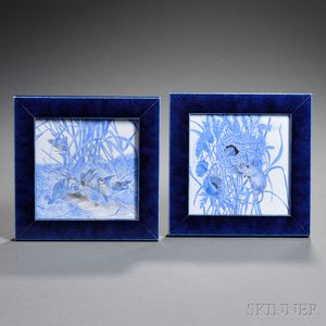 Two Decorated Pottery Tiles