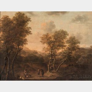 Continental School, 18th/19th Century Travelers in a Country Landscape