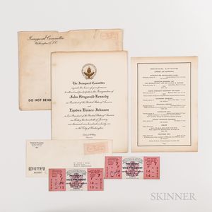 Collection of 1961 John F. Kennedy Presidential Inauguration Invitations, Tickets, and Ephemera.