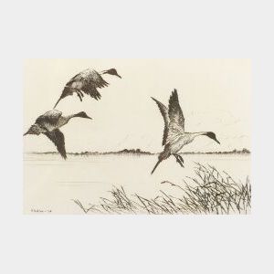 Hans Kleiber (American, 1887-1967) Lot of Two Sporting Prints: Three Pintails