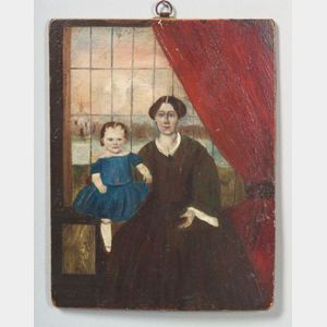 American School, 19th Century Portrait of a Woman and Child.