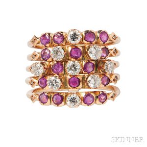 Gold, Ruby, and Diamond Harem Ring