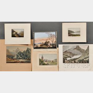 Continental School, 18th/19th Century, Six Works on Paper of European Landscapes, including five engravings and etchings by various art