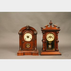 Welch "Cary" and Gilbert "Keystone" Rosewood Shelf Clocks