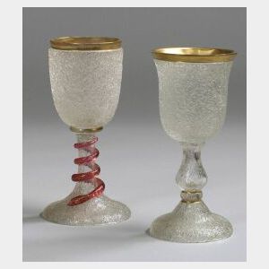 Two Art Glass Goblets