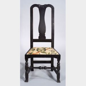 Queen Anne Carved Black Painted Side Chair