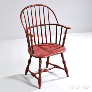 Red-painted Sackback Windsor Chair