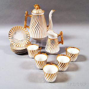 Twelve-piece Gilt Porcelain Coffee Service