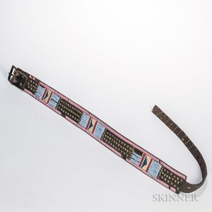 Plains/Plateau Beaded and Tacked Leather Panel Belt