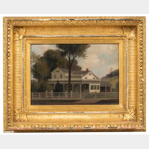 American School, 19th Century Portrait of a White Farmhouse