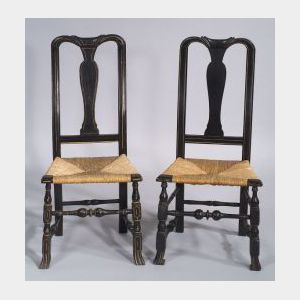 Two Painted Queen Anne Side Chairs