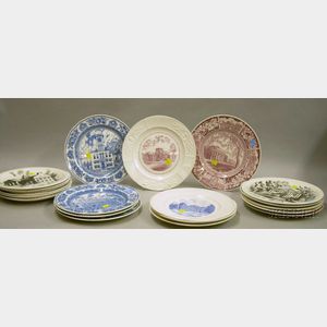 Nineteen Assorted Wedgwood Transfer Decorated College Plates