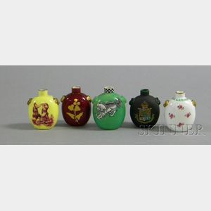 Five Wedgwood Decorated Porcelain and Jasper Perfume Bottles