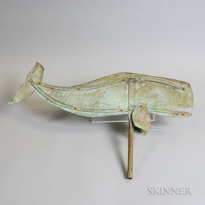 Patinated Sheet Copper Sperm Whale Weathervane