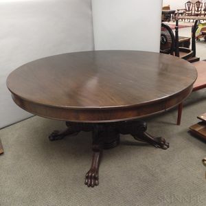 Renaissance Revival Carved Mahogany Dinner Table with Two Leaves