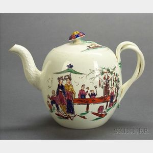Wedgwood Enamel Decorated Queen's Ware Teapot and Cover